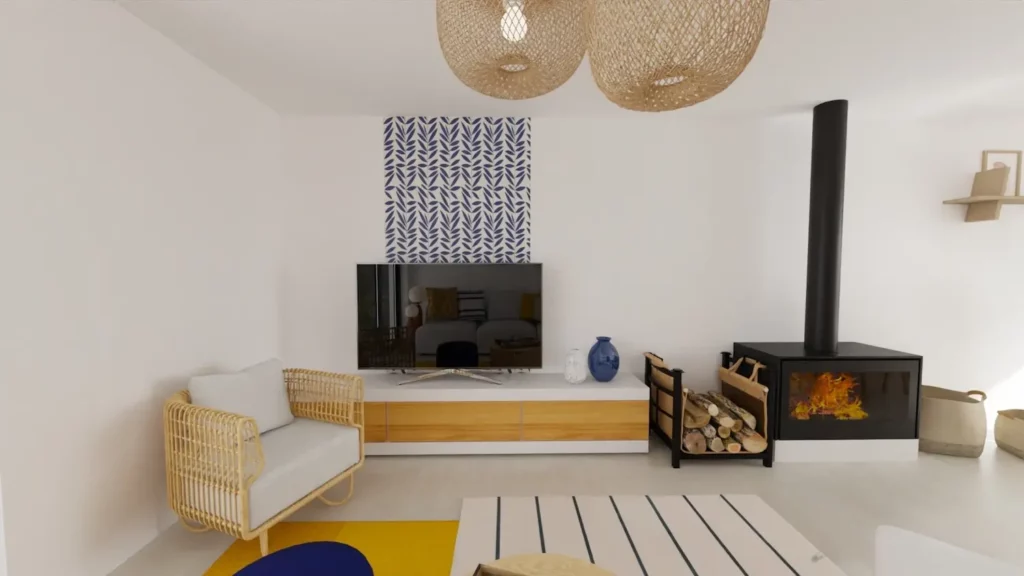 Vue espace télévision réaménagement appartement