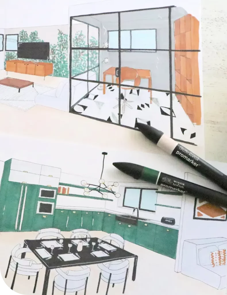 Esquisse d'un chantier aménagement intérieur d'Alula