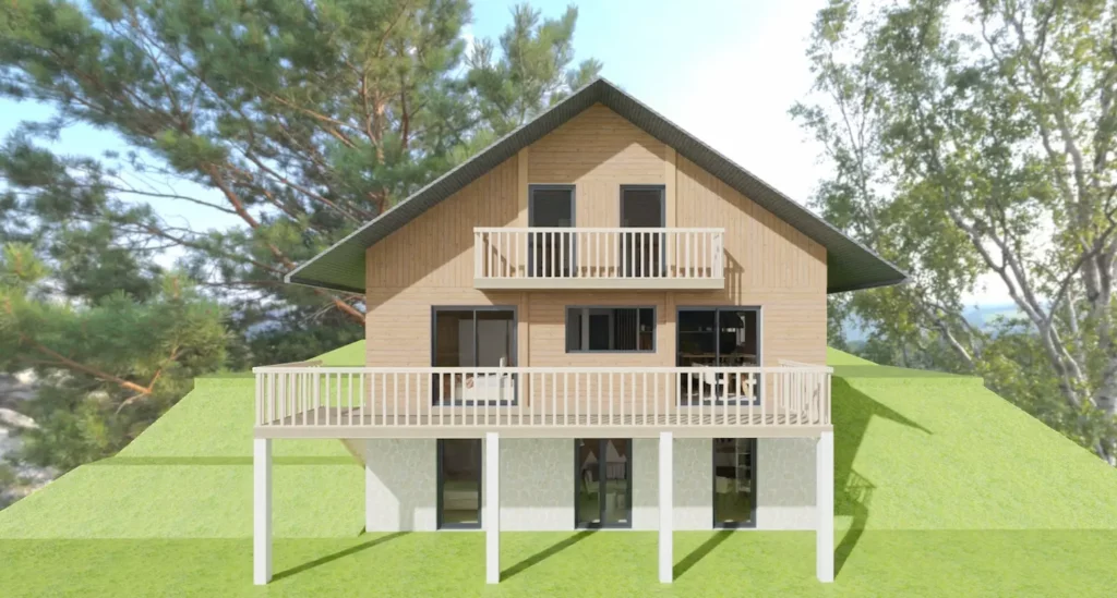 Vue du projet de construction d'un chalet