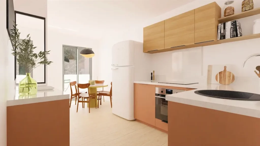 Cuisine semi ouverte avec verrière